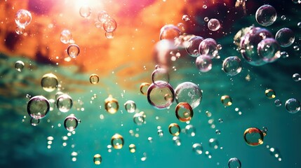 Bubbles Floating in a Teal and Orange Water