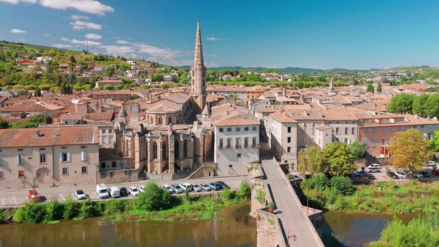Aerial view of the Limoux town, France