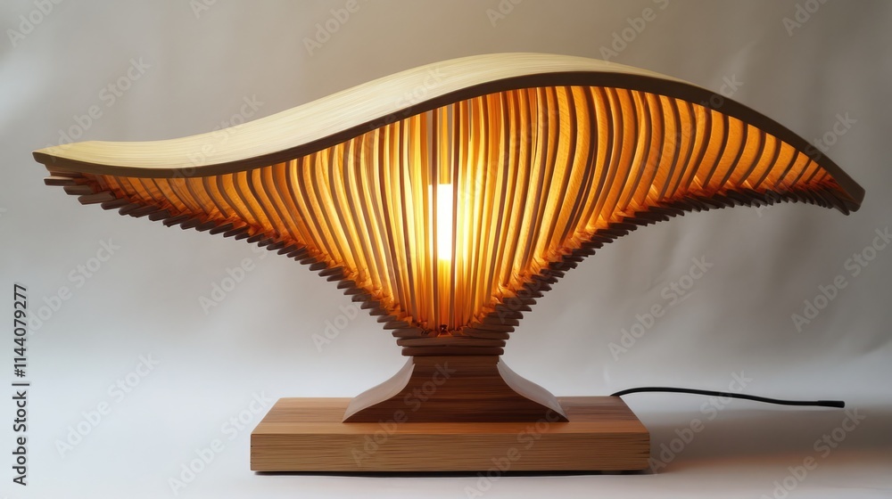 Aufkleber elegant handmade wood and bamboo lamp with intricate design illuminating warm ambient light for mode