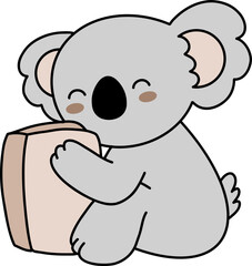 Fototapeta premium Cozy Koala Bear Nursery Reading Book Kids Cartoon