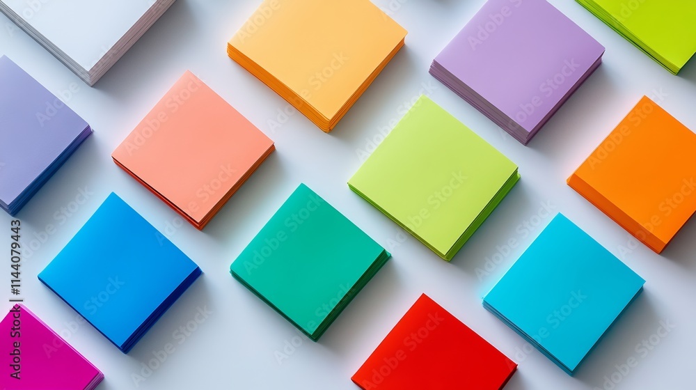 Poster colorful array of post-it notes are arranged in a grid