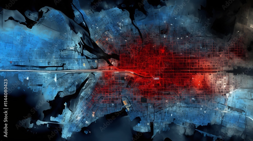 Poster detailed real time urban crime heat map created using geographic information systems gis technology 