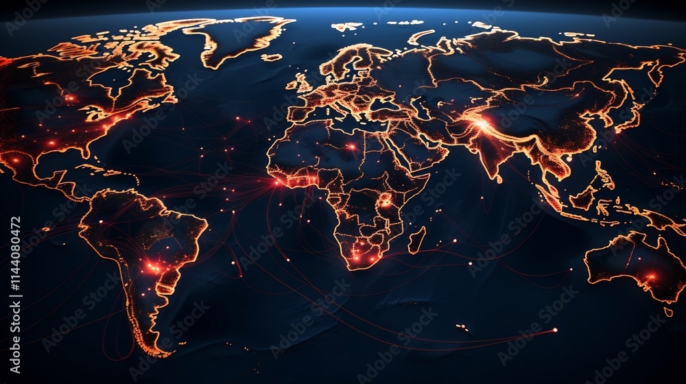 Poster comprehensive visualization of global maritime traffic and shipping routes on a geographic informati