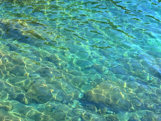 Sea beautiful turquoise blue green water clear surface.