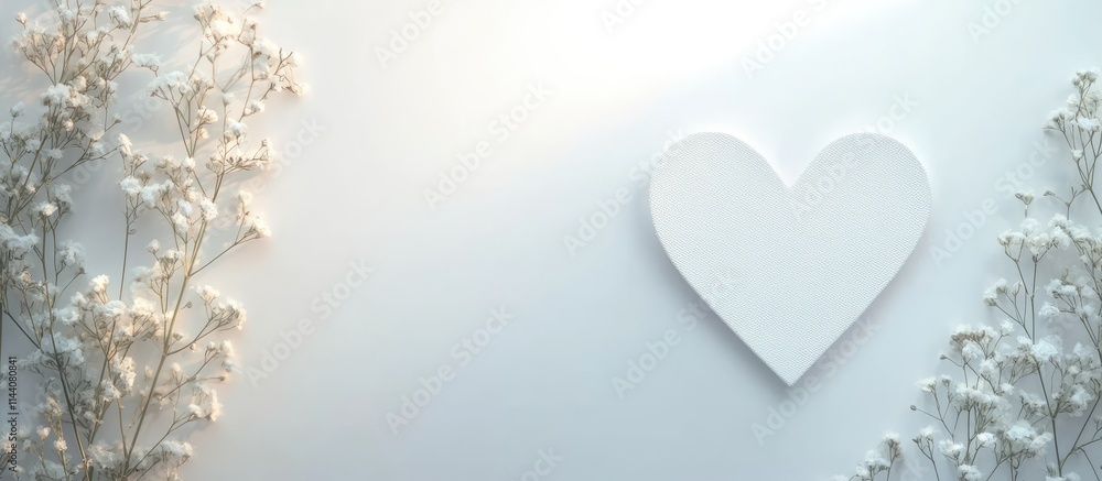 Aufkleber Heart shaped frame on a white background surrounded by delicate flowers perfect for romantic messages and personalized text displays