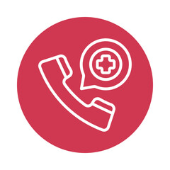 Emergency Call Vector Circle Outline Icon. Eps 10 file 