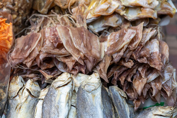 Dec 19 2024,Hong Kong.The Dried Squids sell in the market