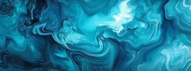 Obraz premium Captivating Fluid Waves and Aqua Gradient with Glowing Luminescence