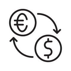 Dollar to Euro icon vector image. Suitable for mobile apps, web apps and print media.