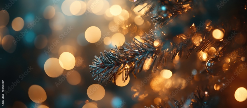 Aufkleber holiday tree decorations with blurred festive lights creating a warm and inviting atmosphere during 