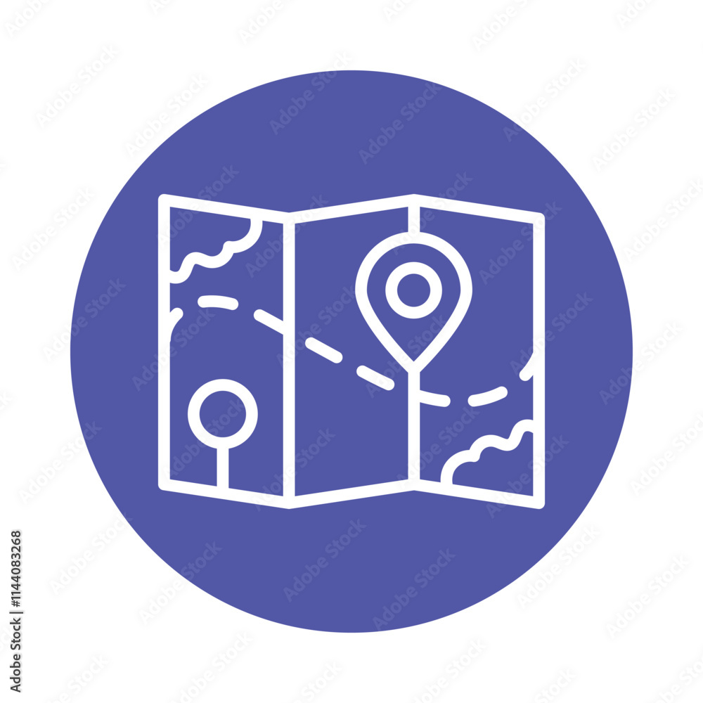 Poster road map vector circle outline icon. eps 10 file