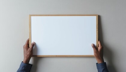 Blank Whiteboard Held by Hands: A Minimalist Mockup