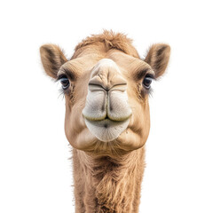 Fototapeta premium Curious Camel Portrait on White Background for Wildlife and Nature Projects Transparent Background
