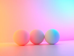 Pink blue gradient background, three ball.