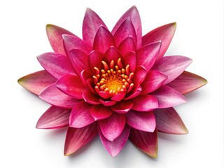 Fototapeta premium A vintage pink water lily, overhead close-up, isolated on white.