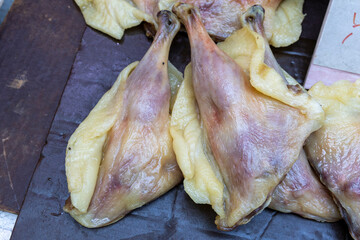 Dec 19 2024,Hong Kong.Jumbo Cured Duck Leg sell in the market
