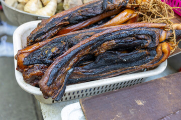 Dec 19 2024,Hong Kong.The Chinese Preserved Pork sell in the market