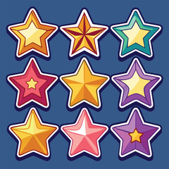 set of stars stickers set 
