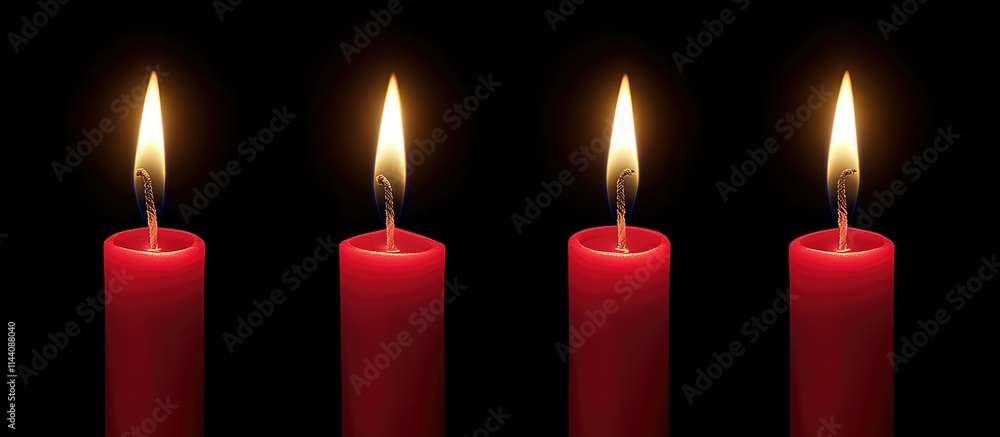 Poster candlelight ambiance four red candles with flickering flames creating a warm and inviting atmosphere