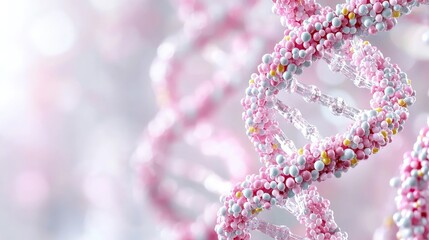 Close-up of a DNA double helix strand.