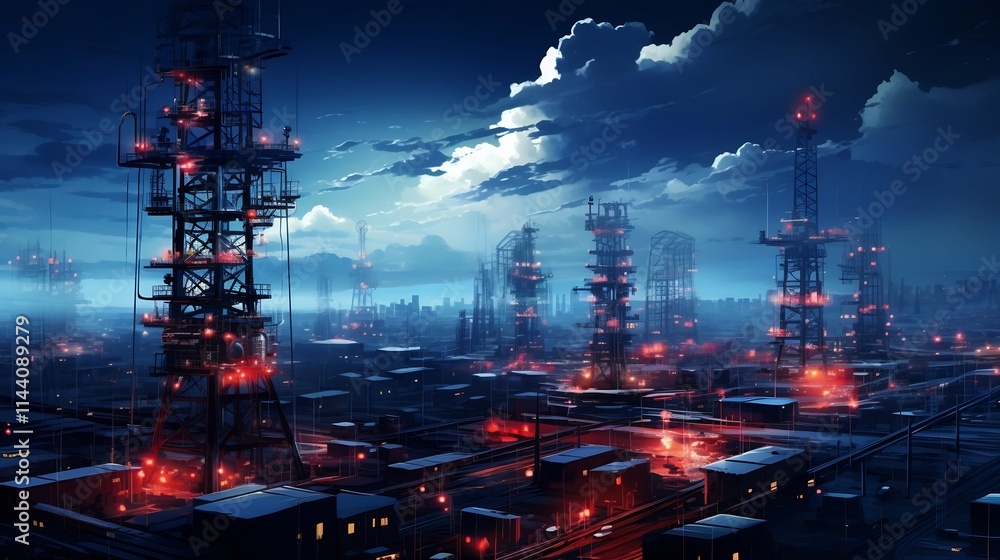 Poster robust telecommunication infrastructure with multiple signal towers providing reliable network conne