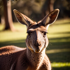Obraz premium Säugetiere - Nahaufnahme eines Kängurus beim Grasen