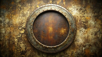 Grunge metal circle frame, industrial design texture.  Abstract background photo with gritty, metallic feel.