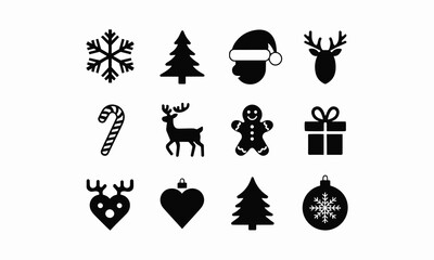 Modern vector-style illustration of Christmas-themed silhouettes, easily editable.