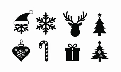 Modern vector-style illustration of Christmas-themed silhouettes, easily editable.