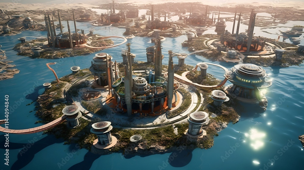 Poster conceptual design of self sustaining desalination plants built on islands leveraging renewable ocean