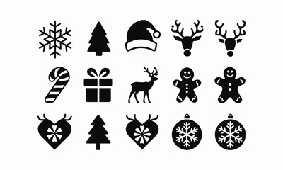 Modern vector-style illustration of Christmas-themed silhouettes, easily editable.