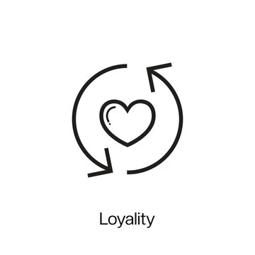 Loyality linear icon and illustration of a line symbol. Line Loyality icon isolated on white background. Thin stroke sign can be used for web, mobile and UI. vector illustration