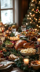 Naklejka premium American Christmas holiday dishes