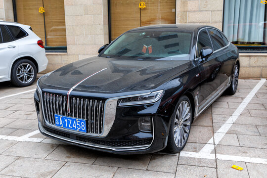 Car by Chinese brand Hongqi model H9 mobility vehicle in Beijing, China