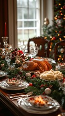 Fototapeta premium American Christmas festive dinner