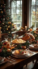 American Christmas festive dinner