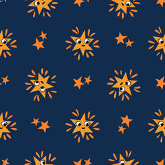 Seamless pattern with stars. Design for fabric, textile, wallpaper, packaging	