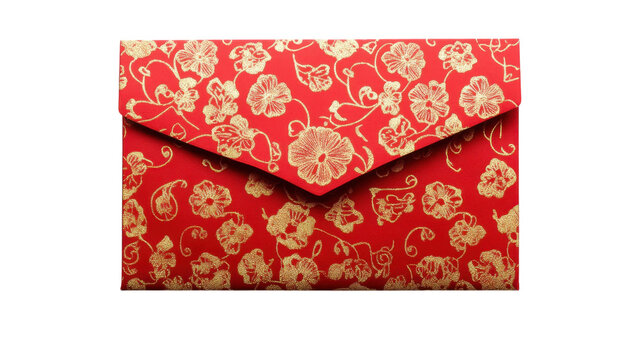 Elegant Decorative Red Envelope with Intricate Gold Details Perfect for Celebrations, Weddings, and Special Occasions.