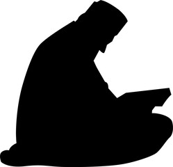 Muslim man praying character silhouette. Silhouette or illustration of a Muslim praying. Praying symbol illustration.