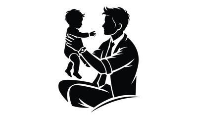 Father with son Black Person Silhouette