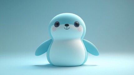 Cute cartoon penguin on blue background.