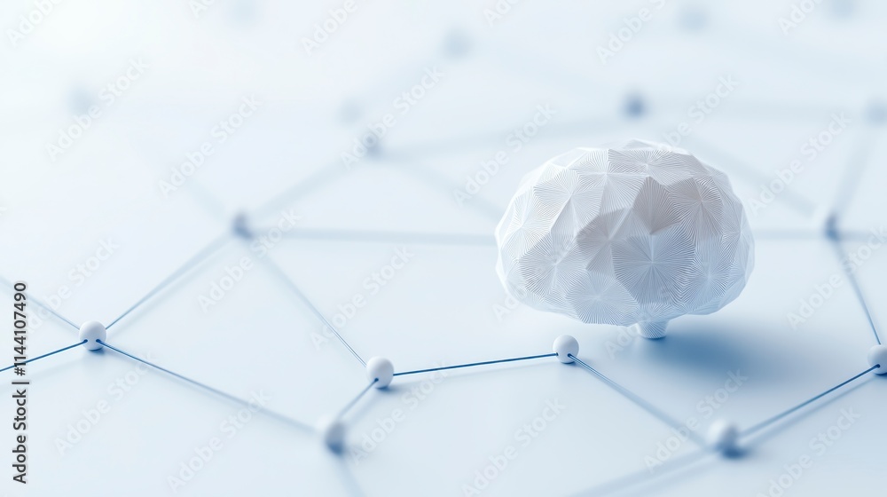 Poster a sleek, modern image featuring a white rock placed on a network of thin lines, symbolizing connecti