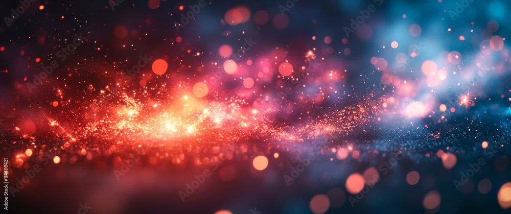 Poster vivid light waves sparkle in the dark. colorful abstract light waves creating a cosmic atmosphere at