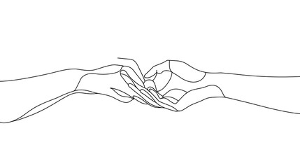 Two hands gently connecting abstract line art. AI Generated