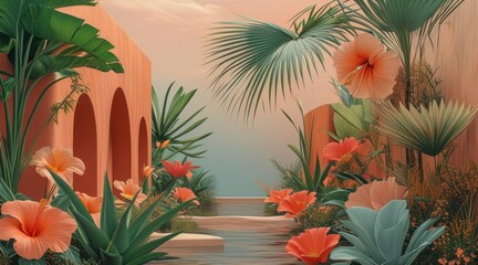 Naklejka premium Exotic and Beautiful Tropical Flowers.