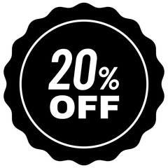 20 percent or 20% discount badge