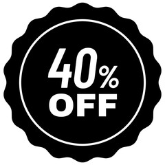 40% off discount badge or sticker