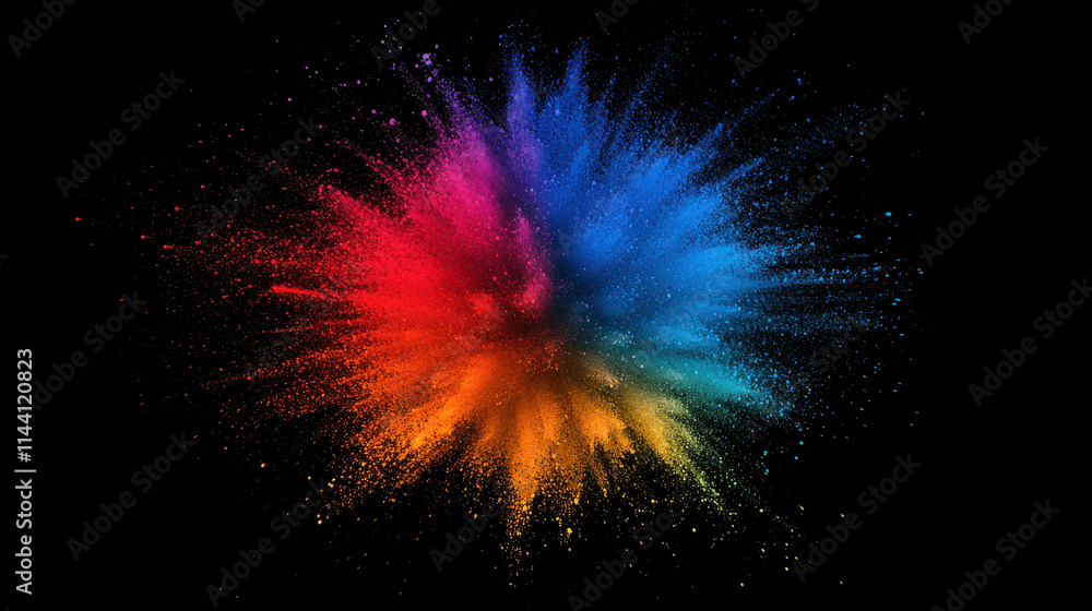 Aufkleber multicolored light particles burst exploding against black background