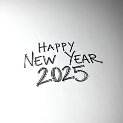 Hand-drawn sketch, low-angle perspective of Happy New Year 2025, viewed from below, dramatic lighting, rough textured pencil strokes on a white background.jpg