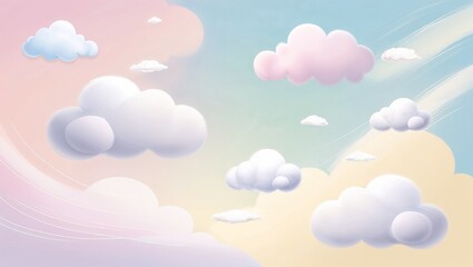 Soft Whimsical Clouds Drift Across a Serene Sky: A Dreamy, Peaceful Landscape of Calm and Tranquility